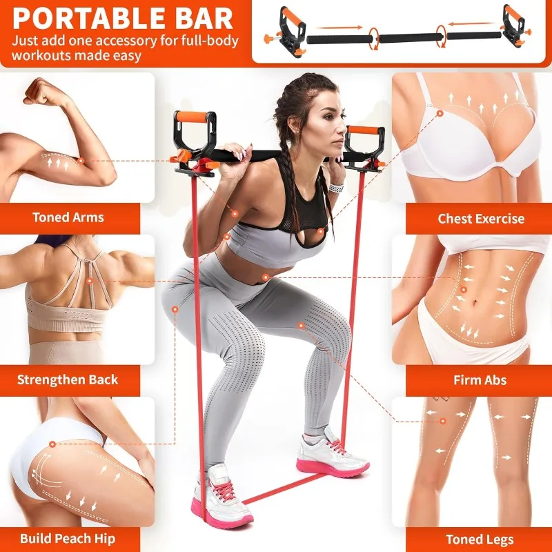 Pilates Yoga Home Workout - 4-Level Resistance Bands Set with Handles